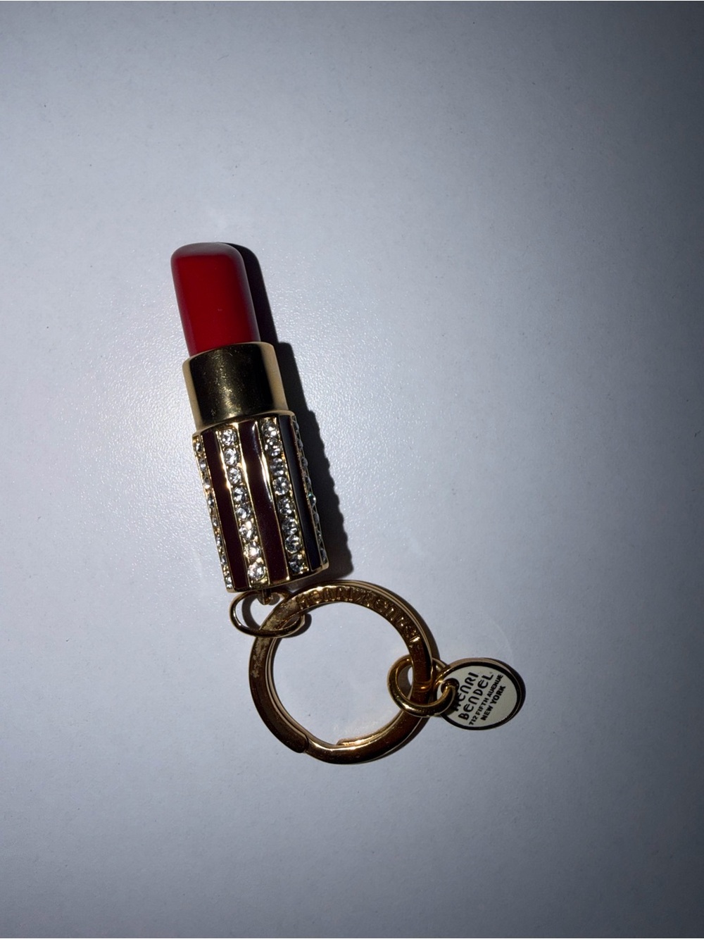 Henri Bendel New York Lipstick Key Chain Key Ring Fob Chain Crystal - Picture 3 of 4